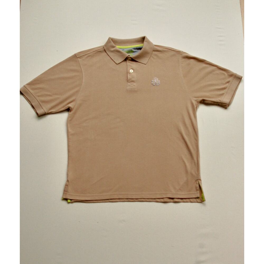 Akademiks Polo Shirt | Medium | Tan | Boxy Fit | Y2K Hip Hop
